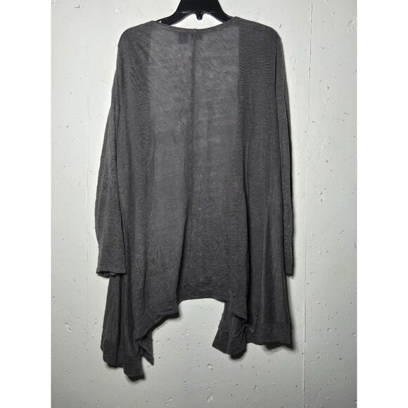 Tahari Womens 100% Linen Gray Open Front Cardigan Sweater Size Large Coastal - Picture 2 of 9